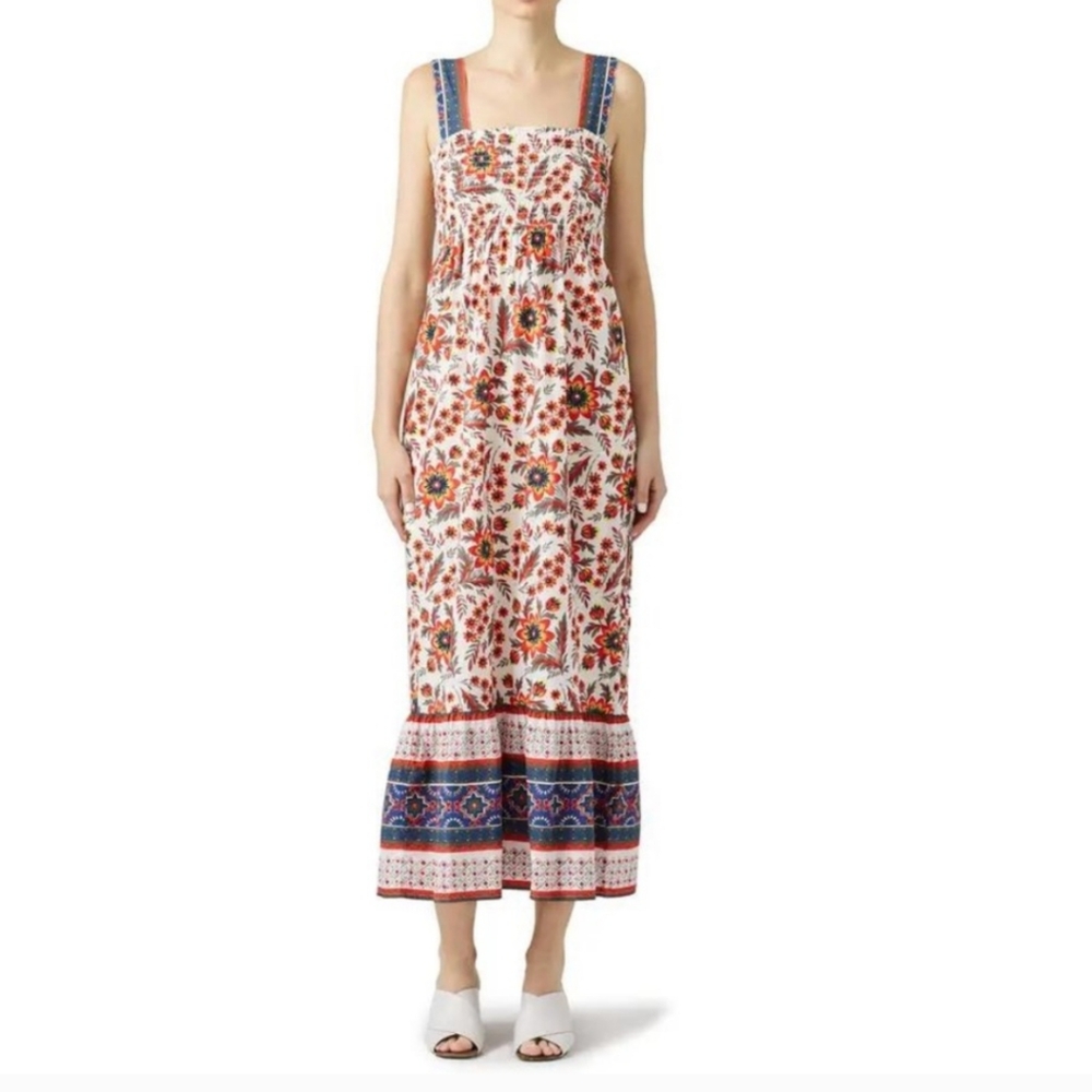 Joie Chisuzu Floral Smocked Sleeveless Long Maxi Dress | Small
